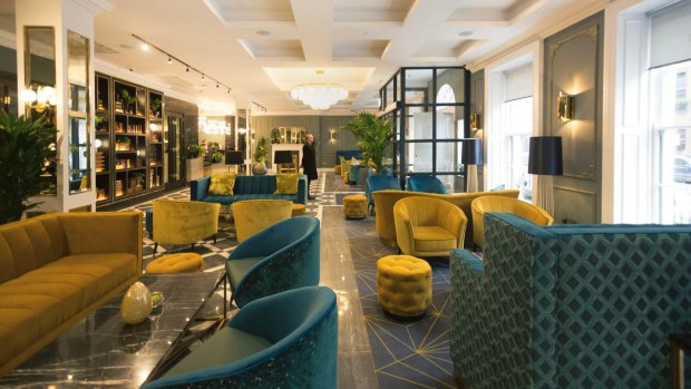The lobby at the Iveagh Garden Hotel, Dublin, makes a good first impression.