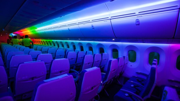 Inside a Scoot 787 Dreamliner aircraft.