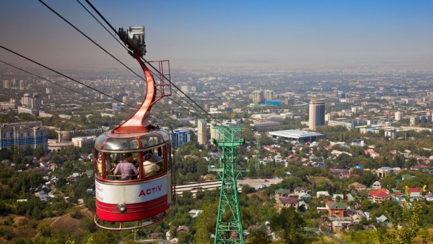 The Kok-Tobe cable car above Almaty.