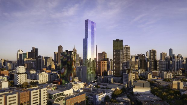An artists impression of Hengyi's Swanston Central tower on the corner of Victoria and Bouverie streets in Carlton.