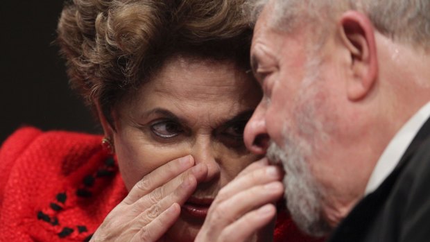 Former Brazilian presidents Dilma Rousseff, left, and Luis Inacio Lula da Silva in July.