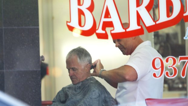 Prime Minister Malcolm Turnbull always waits on the back bench before getting a haircut and trim at Rose Bay barbers.