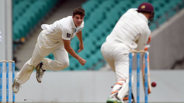 Bowling at great pace: Sean Abbott in action against Queensland.