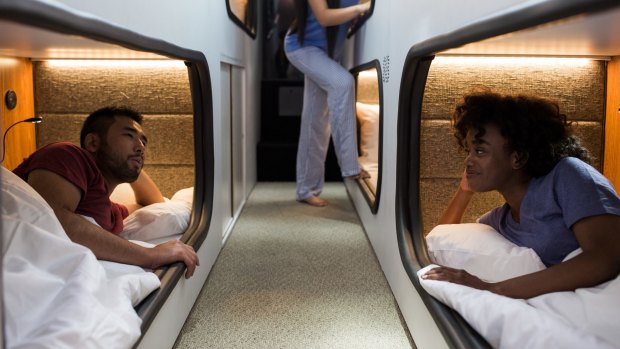 Inside 'Cabin' - a new luxury sleeper bus allowing people to get some sleep on the trip from LA to San Francisco.