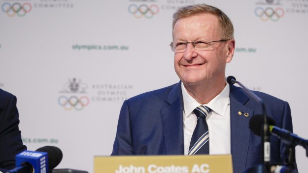 John Coates fronts the media after his re-election to the top of the AOC board.