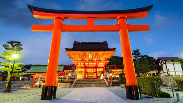 The entrance to Fushimi Inari Grand Shrine in Kyoto.