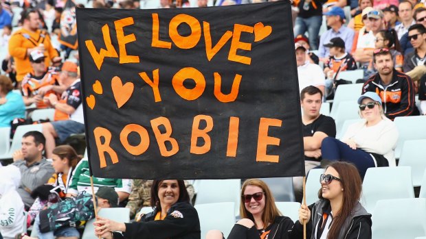 Moral support: Robbie Farah has attracted plenty of backing from West Tigers fans.