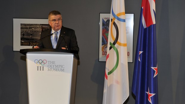 IOC president Thomas Bach has refused to be drawn on whether his organisation would support calls for Russia's athletics team to be excluded from Rio.