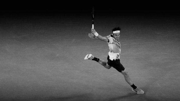 Roger Federer in action during the Australian Open final in Melbourne.