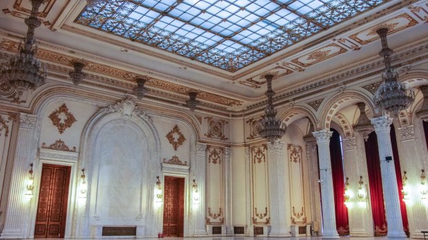 Inside Bucharest's Palace of Parliament.