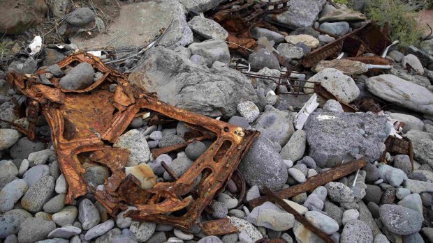 Debris washed on to the Jamaique beach in Saint-Denis on Reunion.