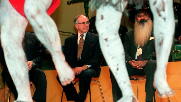 Professor Patrick Dodson and John Howard at the 1997 Australian Reconciliation Convention in Melbourne.