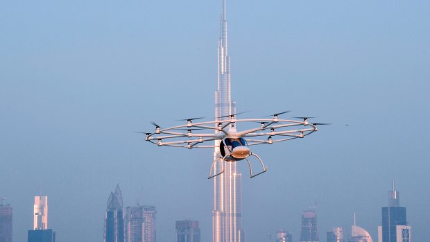 The Volocopter 2X, planned as an autonomous air taxi, completed its first test flight in Dubai last year. .