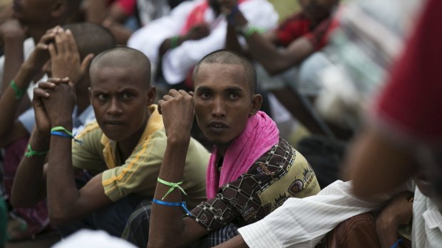 Rohingya migrants at a temporary shelter  near Langsa in Indonesia's Aceh Province.