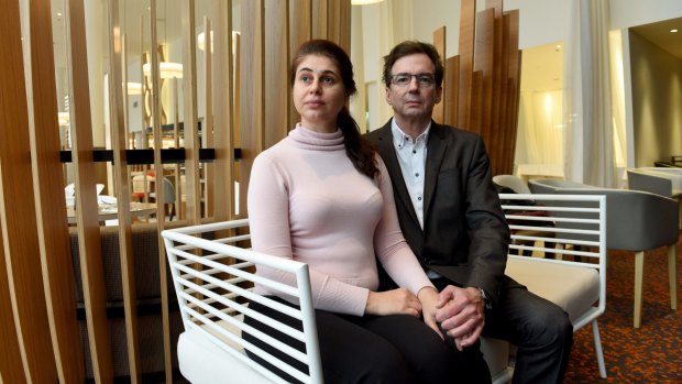 Curus Medical director Andrew McCrea with his wife Jane, who suffers from a debilitating muscle condition. Curus hopes to establish a legal cannabis industry in the ACT.
