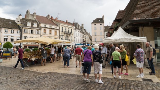 Beaune, France: Saturday morning markets inside the French walled city
