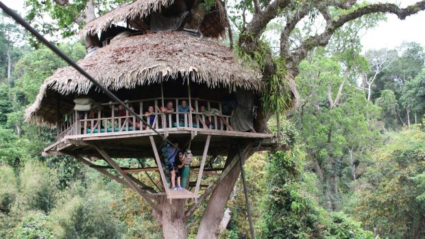 At The Gibbon Experience in Laos travellers stay in sky-high accommodation.