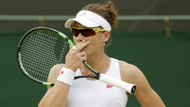 Disappointing ... Samantha Stosur was bundled out of Wimbledon in straight sets by American Coco Vandeweghe.