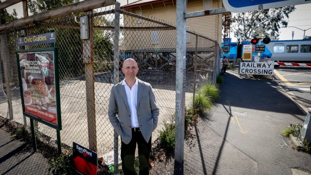 James Legge, from 6 Degrees architects, at the site for the proposed new "deep green" apartment building next to Fairfield railway station. 