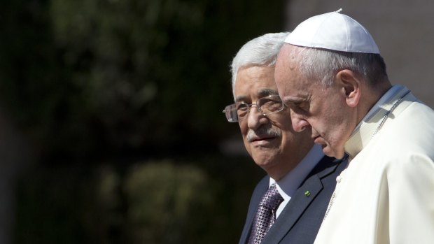 Pope Francis and Palestinian President Mahmoud Abbas.