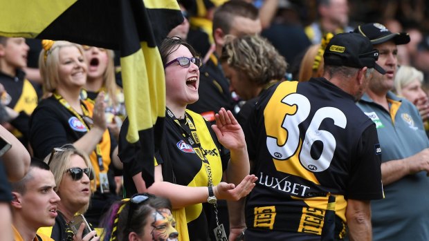 Richmond fans soak up the atmosphere at the MCG.