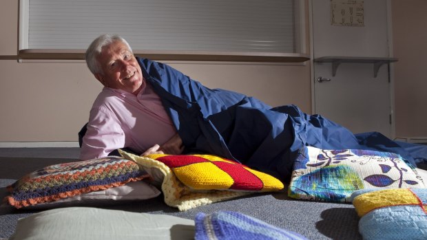 Richard Griffiths, pictured at the Safe Shelter at St Colomba's Uniting Church in Braddon, said men aged 50-plus were the majority who came looking for a night under cover.