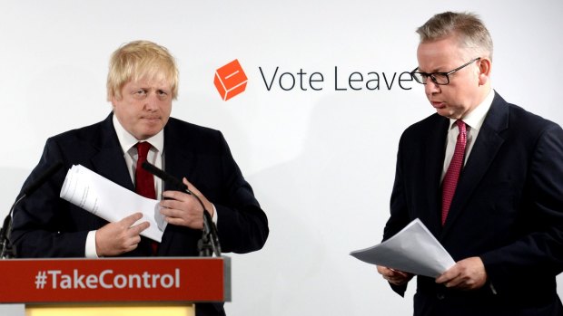 Boris Johnson and Michael Gove at a press conference the morning after the Brexit vote.