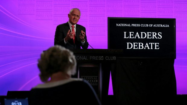 Prime Minister Malcolm Turnbull takes a question.