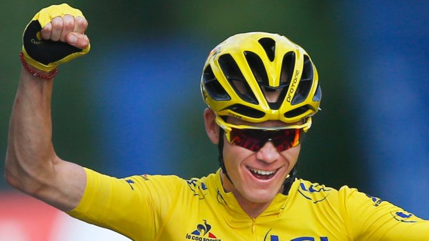 Chris Froome crosses the finish line to win last year's Tour de France.