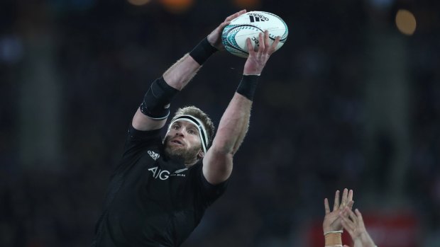 Going for a steal: Kieran Read takes the ball in the lineout during the second Bledisloe Test.