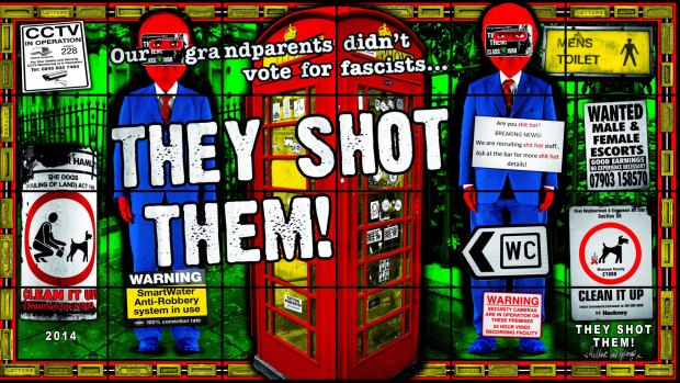 Gilbert & George's They Shot Them!, from the London Pictures. 