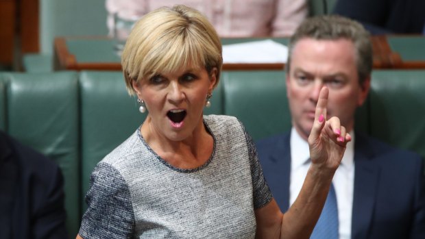 Foreign Affairs Minister Julie Bishop during question time on Wednesday.