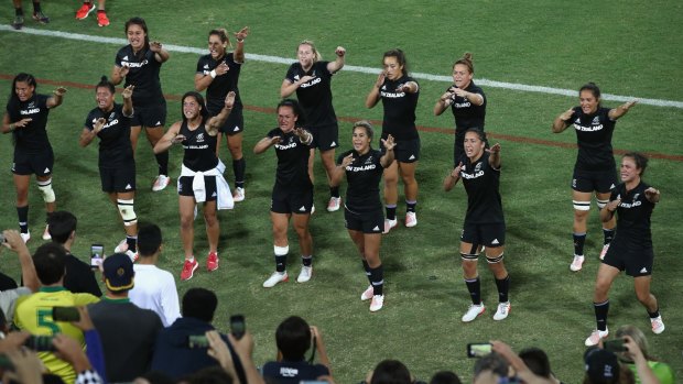 New Zealand's rugby sevens team performs the haka to end their Olympic campaign.