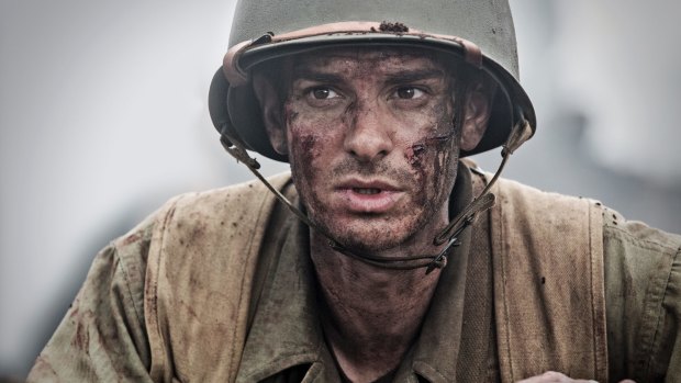 Andrew Garfield as conscientious objector turned war hero Desmond Doss in <i>Hacksaw Ridge</i>.