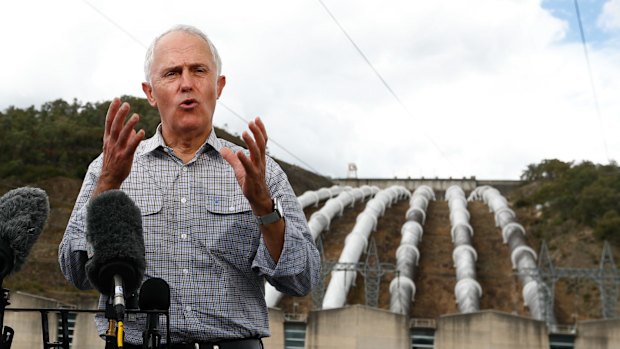 The Prime Minister addresses the media at the Snowy Hydro's Tumut 3 power station.