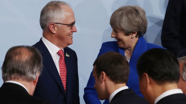 Prime Minister Malcolm Turnbull and his British counterpart Theresa May met during the G20 gathering in Hamburg, Germany.