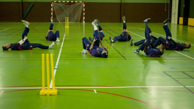 The players have only 90 minutes for training before the area is taken over a handball team.