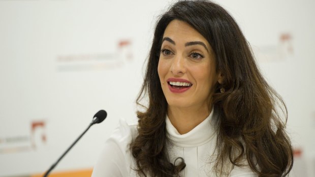 Amal Clooney at a press conference regarding the detention of Mohamed Nasheed, ex-president of the Maldives, in October.