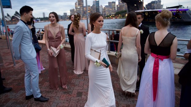 Dressed to the nines: Year 12 students from Killara High School at Milsons Point.