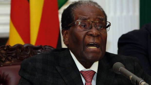 Robert Mugabe addresses the nation on Sunday, before his resignation.