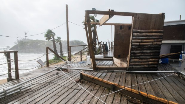 A bar lays in a shamble following Hurricane Nicole, St Georges, Bermuda.