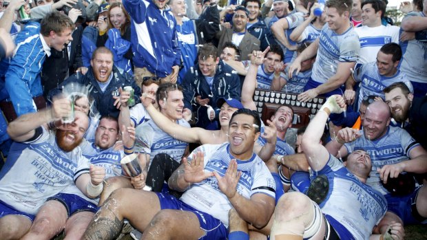 Champions: Eastwood celebrate beating Manly in the Shute Shield final in 2015. 