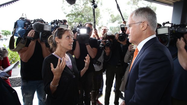 Single mother of two Melinda confronts Prime Minister Malcolm Turnbull.