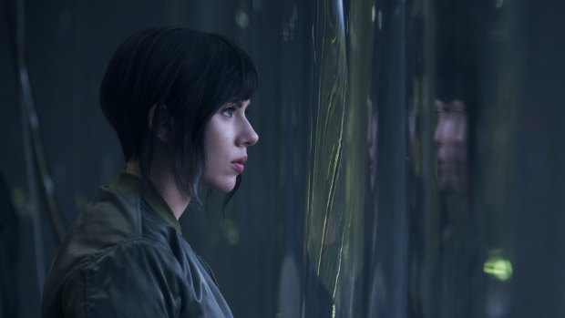 Questions raised: Scarlett Johansson as the Major Motoko Kusanagi in the first image from <i>Ghost in the Shell.</i> 