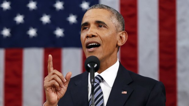 President Barack Obama delivers his State of the Union address before a joint session of Congress.