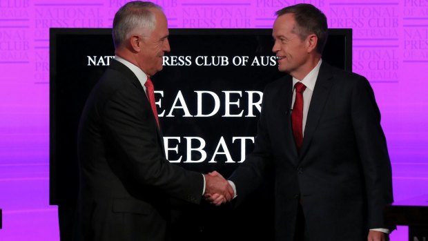 Prime Minister Malcolm Turnbull and Opposition Leader Bill Shorten at the National Press Club.