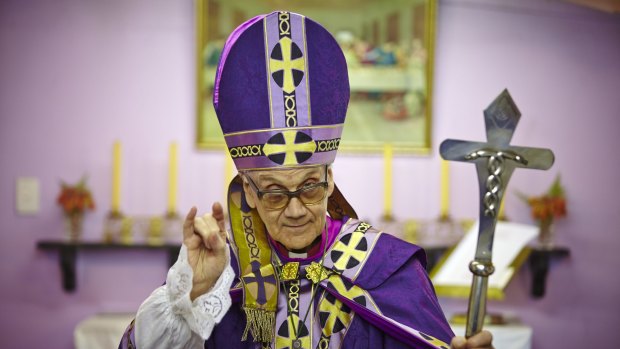 Archbishop Frank Bugge in the Australian Church of Antioch's chapel.