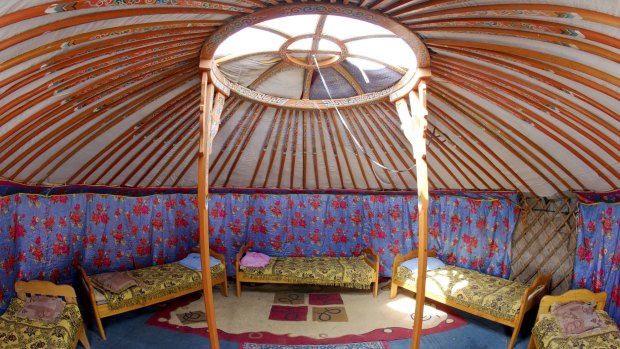 Tourist ger accommodation at Ereen Lake, Mongolia.