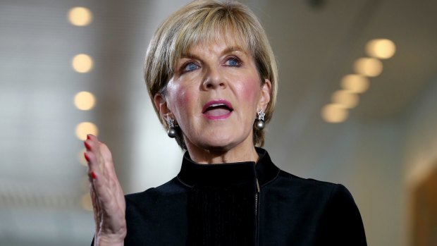 Foreign Minister Julie Bishop during the press conference. 