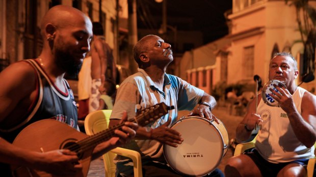 Locals gather to play music in Rio de Janiero.